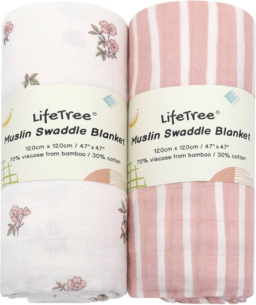 LifeTree Baby Swaddle Blankets, Boys Girls Muslin Swaddling Wrap Receiving Blanket for Newborn, 7... | Amazon (US)