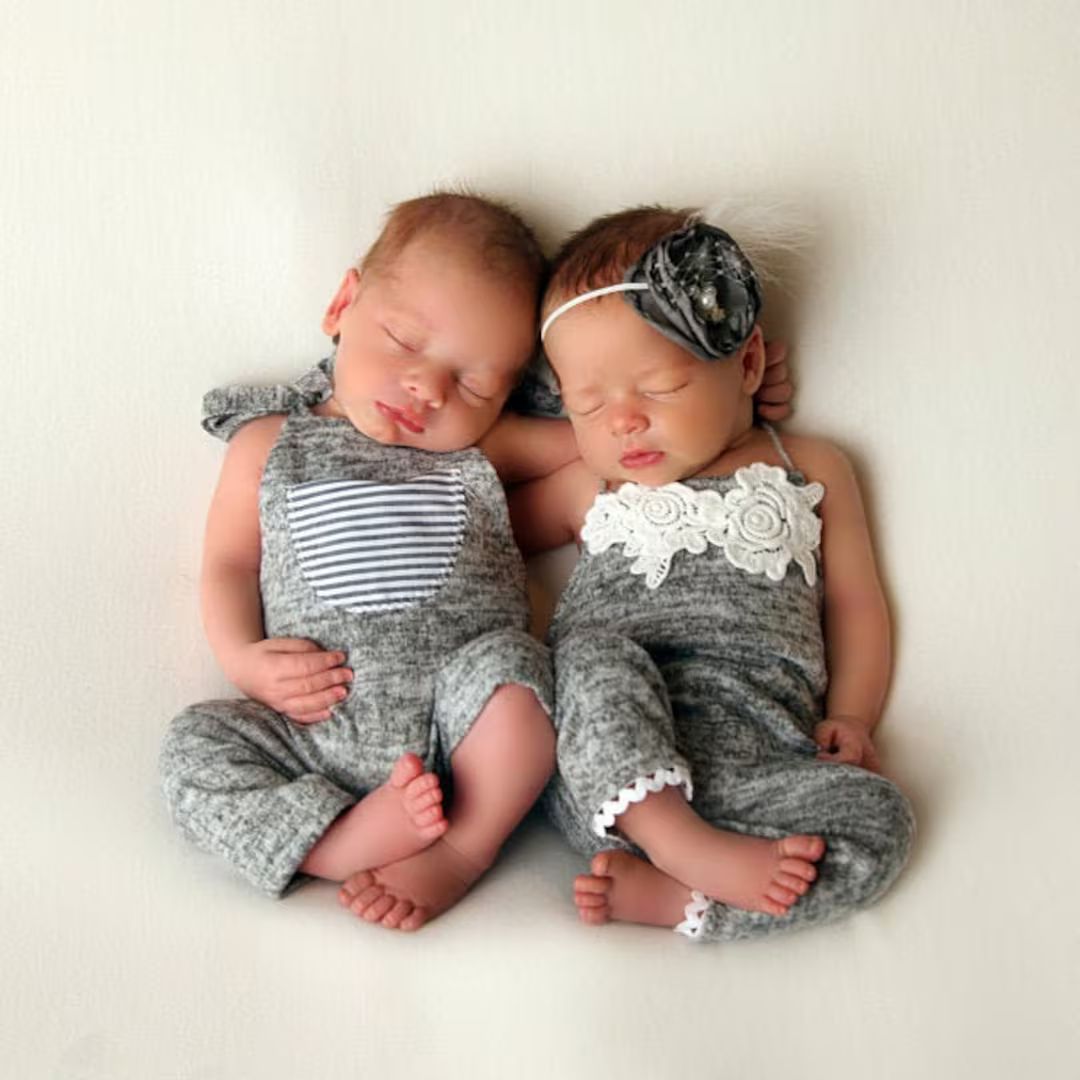 Gray Rompers, Newborn Photography Props, Νewborn Girl Romper, Twin Sets, Baby, Newborn Baby Gift... | Etsy (US)