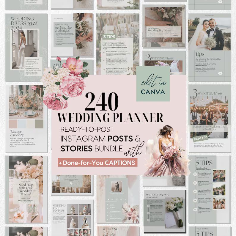 Wedding Planner Social Media Post and Stories Pack, Wedding Planner Social Media Templates, Insta... | Etsy (US)
