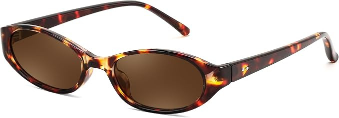 FEISEDY Retro Oval Womens Sunglasses, Trendy Skinny Y2K 90s Small Sunnies | Amazon (US)