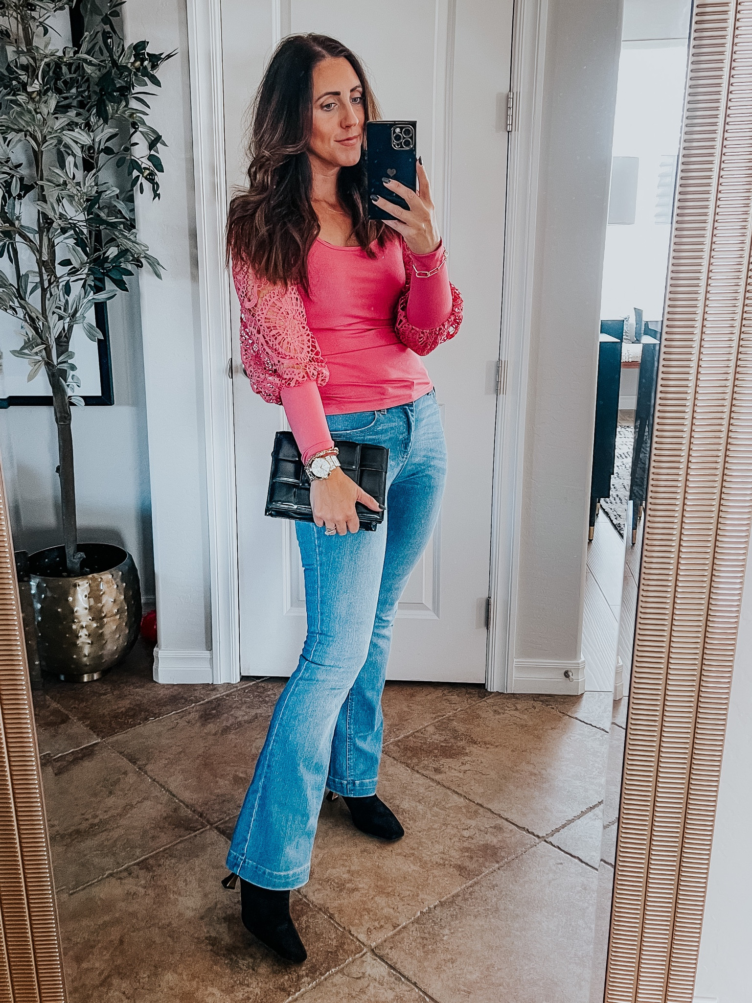 Prettiest crochet sleeve ribbed top in hot pink // runs slightly small so size up if in between - I’m in small but could’ve gone up to a medium 💕 // statement sleeve top // Valentine’s Day outfit idea  // amazon Valentine’s Day outfit inspo

#LTKstyletip #LTKFind #LTKunder50