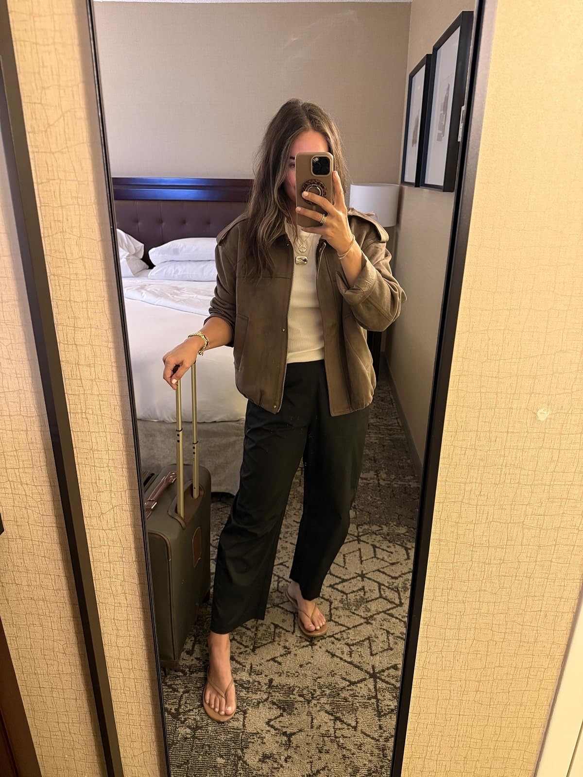 Amazon travel outfit that looks way more expensive than it is. This brown jacket + easy black pants made getting dressed for travel SO simple.

Amazon fashion, Amazon travel outfit, brown jacket, black pants, travel outfit, airport outfit, fall travel style, comfortable travel outfit, Amazon fall finds, casual fall outfit, travel essentials, JulieFranks