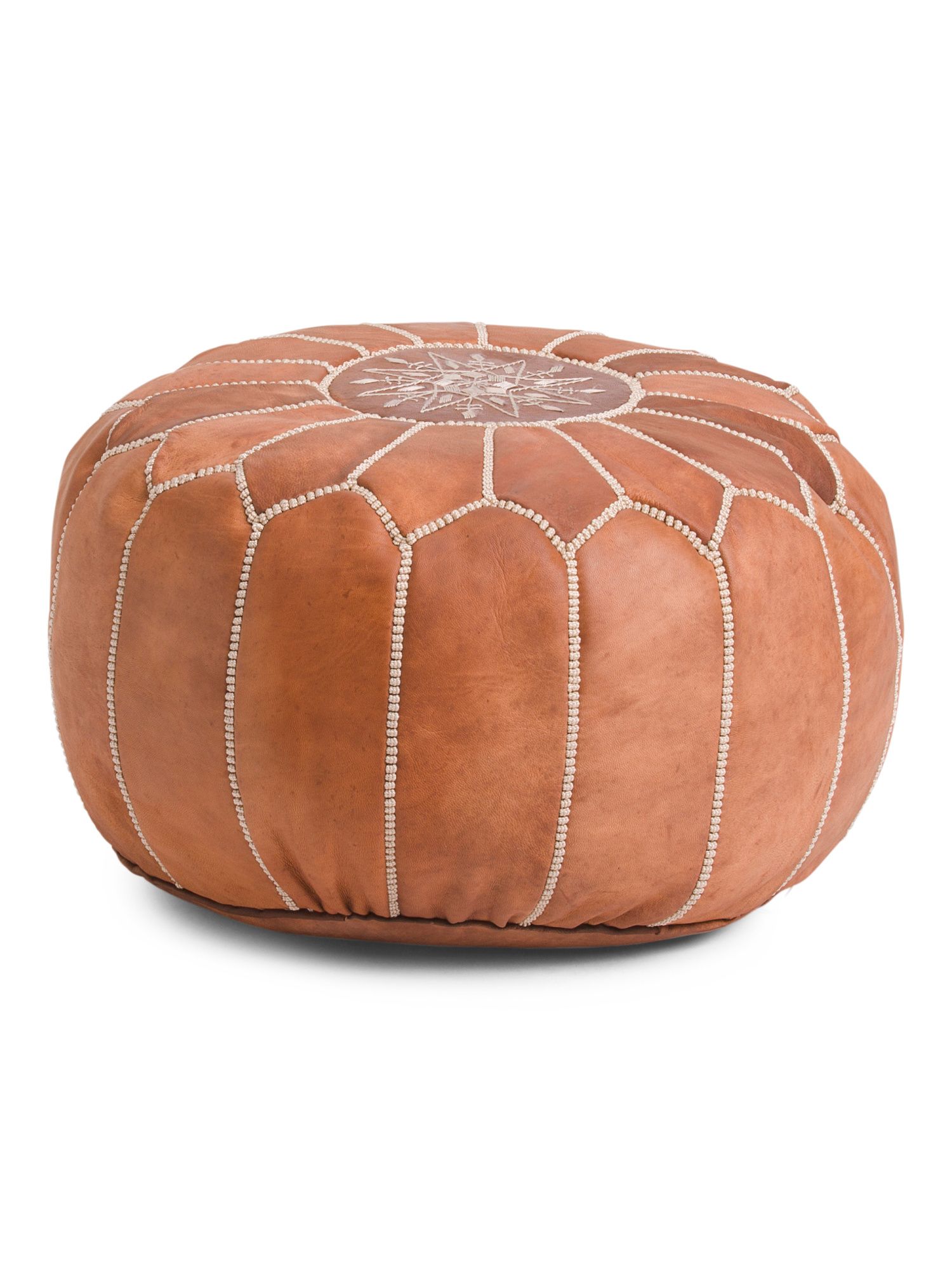 Made In Morocco Hand Stitched Leather Pouf - Home - T.J.Maxx | TJ Maxx