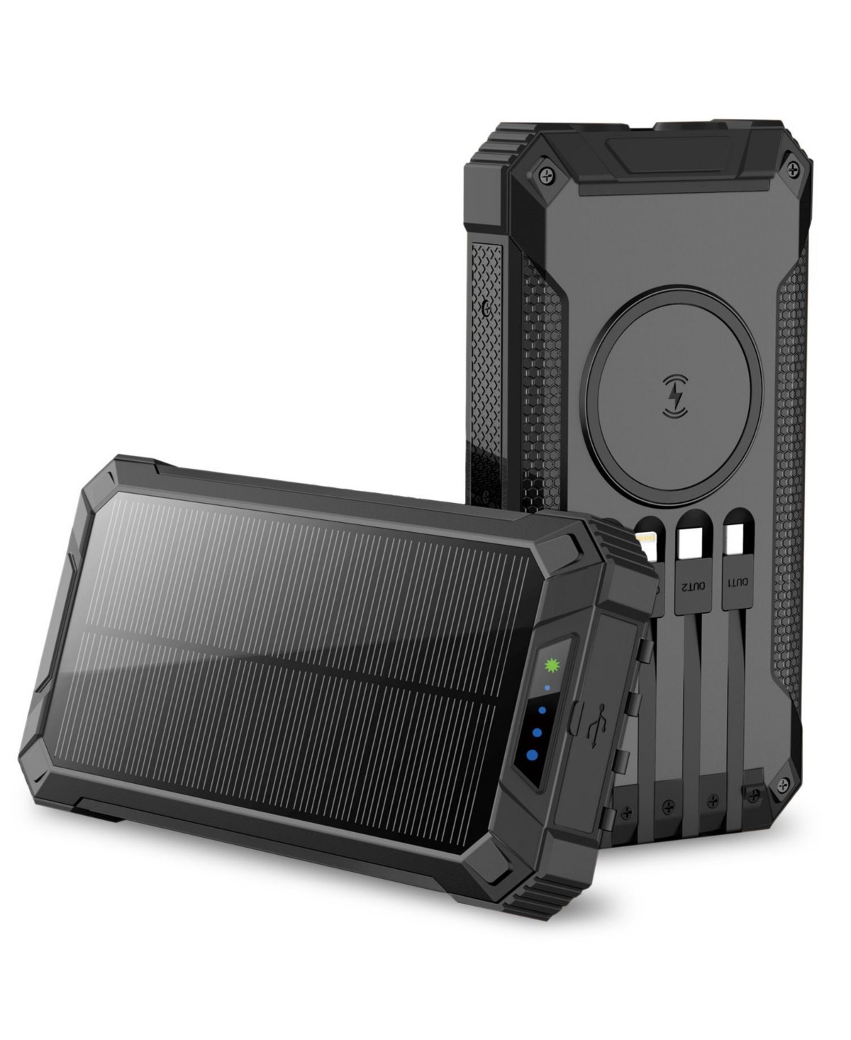 20,000mAh Power Bank- Convenient 4 Built-in Cables & Wireless Charging - Black | Macy's
