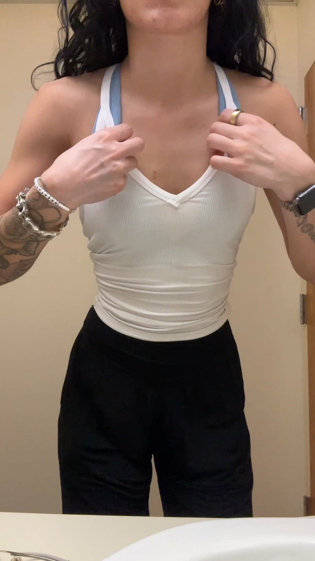 Go to workout outfit- this look is for hot yoga. Normalizing that you don’t need to have the name brand matching sets to have a good workout! These are my favorite pieces to mix and match #athleisure #hotyogaoutfit #springstyles #workoutoutfit 

#LTKfitnessgoals #LTKTall #LTKActive