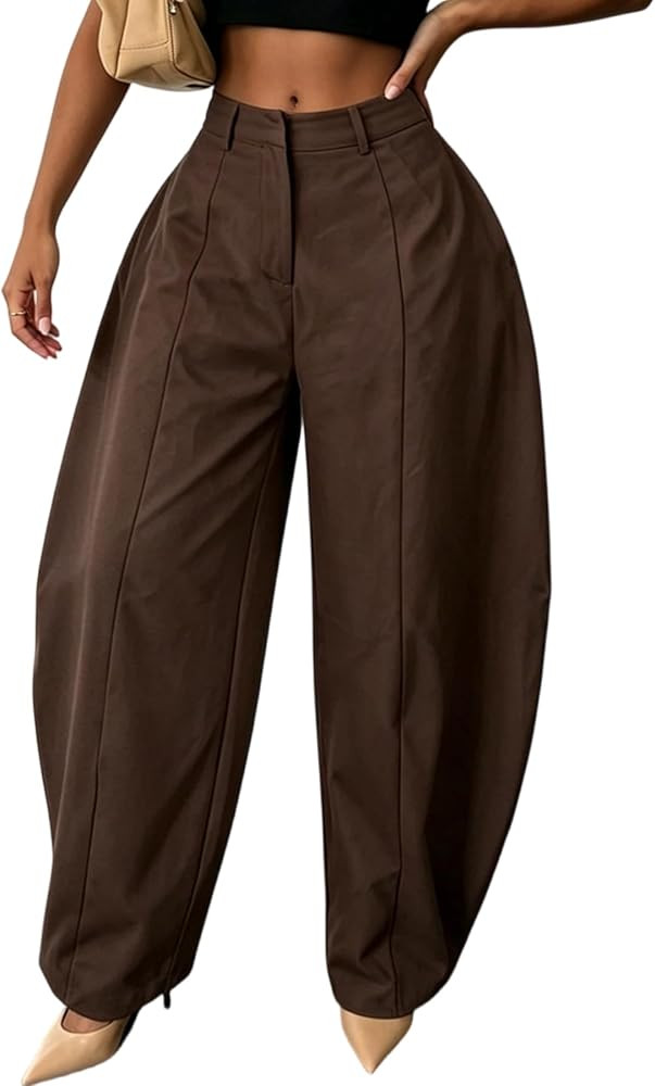 Womens Balloon Dress Pants Cargo Barrel Wide Leg Trousers     High Waisted Tailored Pants for Wom... | Amazon (US)