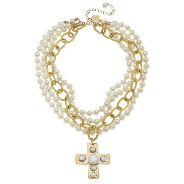 Pearl Cross Multi-Strand Pearl Necklace | Susan Shaw