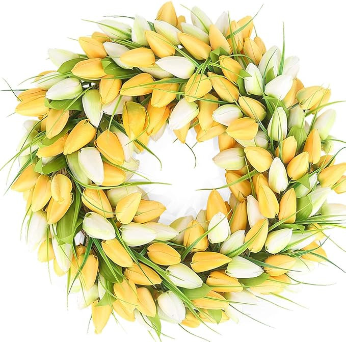 BOMAROLAN Tulip Wreath 20 Inch for Front Door Summer Fall Large Wreaths Springtime All Year Aroun... | Amazon (US)