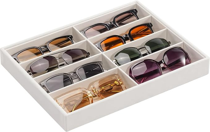 Lolalet Sunglasses Organizer Tray, 8 Grids Velvet Glasses Eyewear Holder Trays, Sunglass Display ... | Amazon (US)