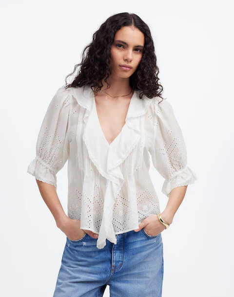 Ruffled Puff-Sleeve Top | Madewell | Madewell