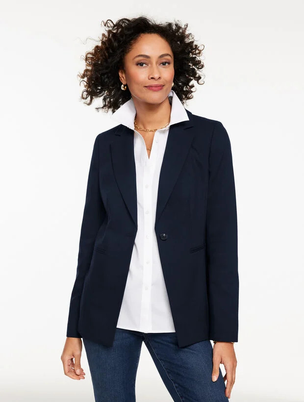 Single Button Twill Blazer | Talbots