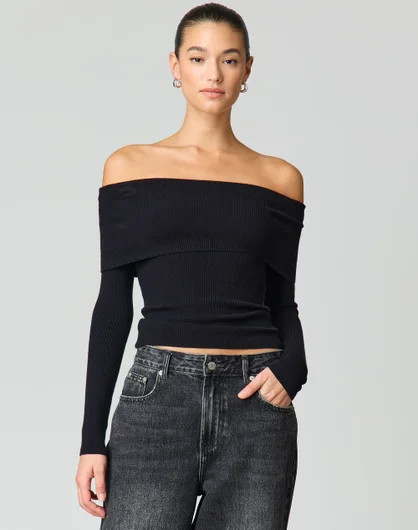 Foldover Off Shoulder Long Sleeve Knit | Glassons (Australia)
