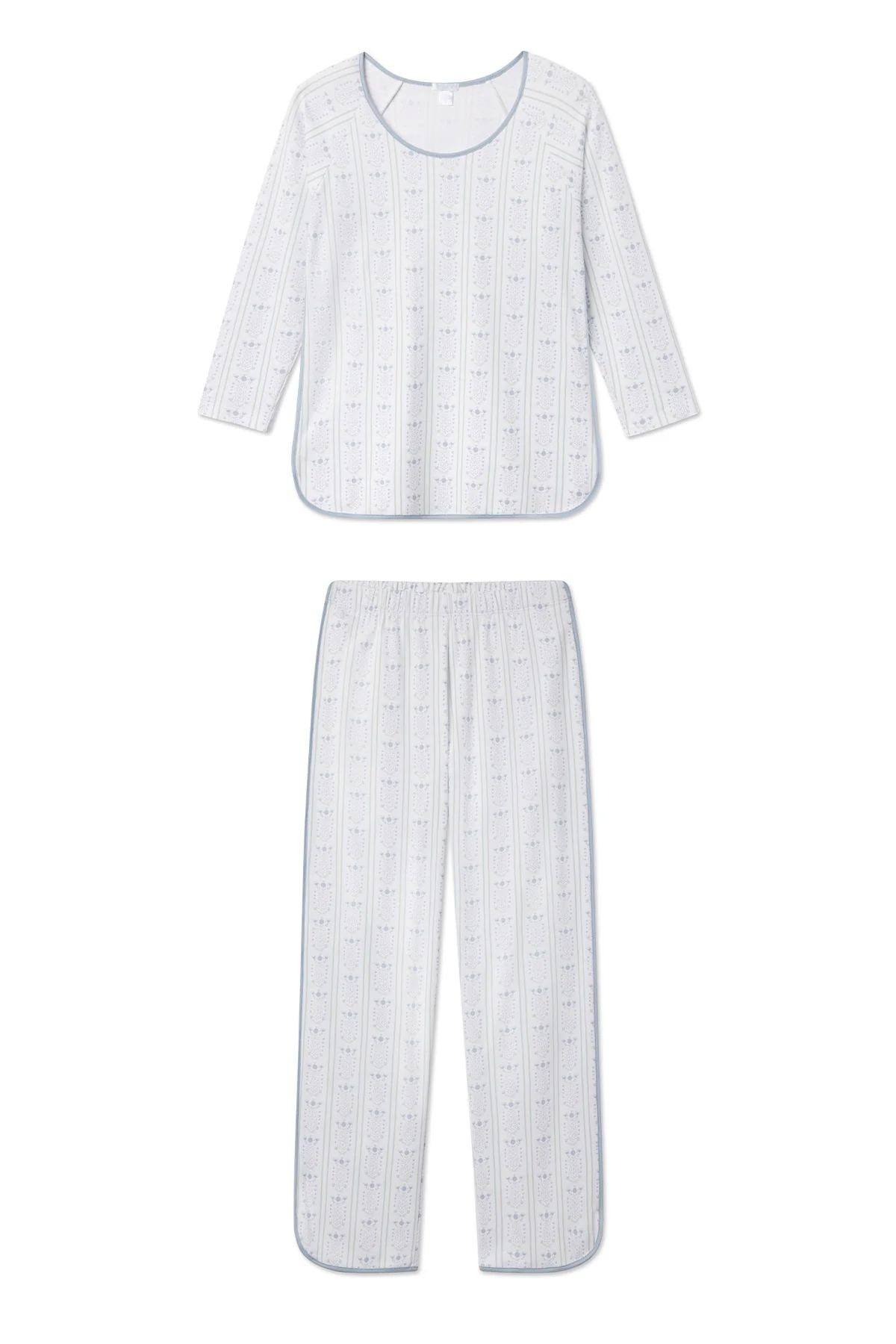 Pima Long-Long Set in Dusty Blue Antoinette | Lake Pajamas