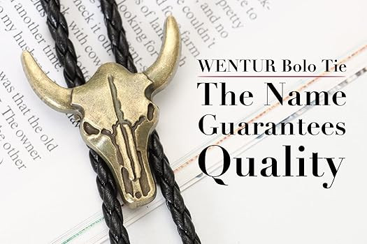 Western Vintage Bolo Tie for Men - Cow Skull Design Cowboy Tie - Black Leather Bolo Necktie Neckl... | Amazon (US)