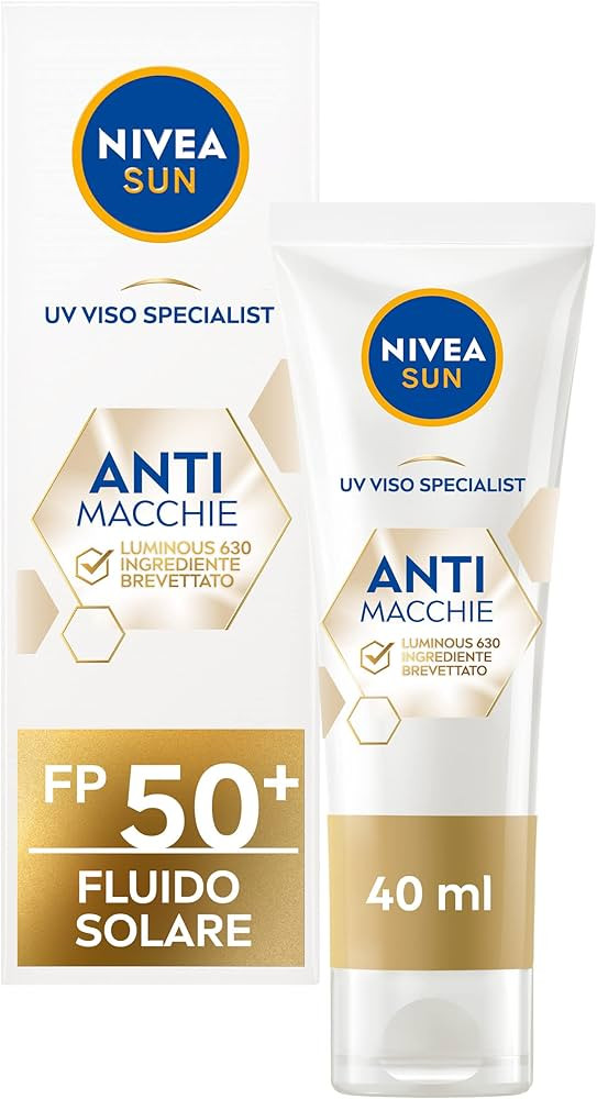 NIVEA SUN Crema Antimacchia Viso Luminous630 FP 50+ in Tubetto da 40 ml, Crema Solare Viso 50+ pe... | Amazon (IT)