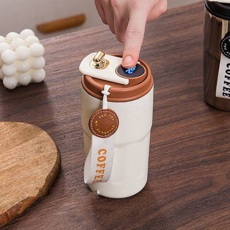 1pc 450ML/15.2oz Touch Display  Cup With Temperature Indicator, 316 Stainless Steel Double-Layer ... | SHEIN
