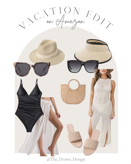 Amazon fashion, resort edit, vacation west, cover up, diff sunglasses, quay sunglasses, beach bag, black bathing suit, sun hat, packable hat  

#LTKstyletip #LTKSeasonal #LTKFind