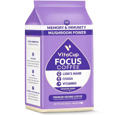 VitaCup Focus Ground Coffee Medium Roast Cognitive & Immunity Support Lions Mane, Chaga Mushroom ... | Target