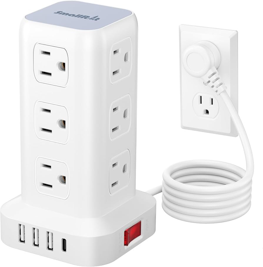 Power Strip with 12 Outlets 4 USB (1 USB C), 6.5Feet Extension Cord with Multiple Outlets, Charging Station, Power Strip Tower, Home Office Desk Supplies | Amazon (US)