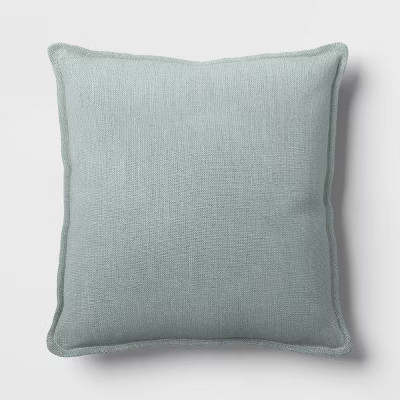 Square Linen Reversible Throw Pillow with Flange and Contrast Neutral/Green - Threshold™ | Target