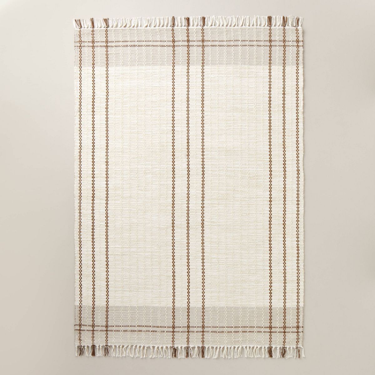 5'x7' Neutral Color Block Plaid Handmade Woven Area Rug Tan/Cream/Cocoa - Hearth & Hand™ with M... | Target