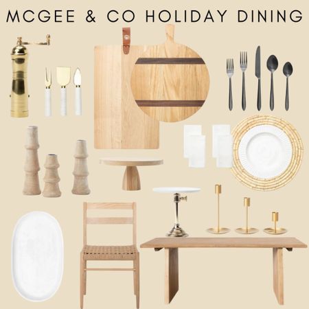 Mcgee & Co Holiday Dining! 
Table 
Kitchen chairs
Boards 
Mini trees 
Serving platter 
Candle holders 

#LTKhome #LTKSeasonal #LTKHoliday