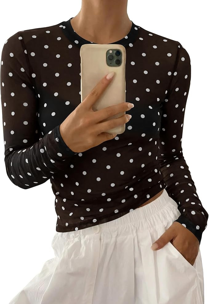 BTFBM Polka Dot Top Long Sleeve Shirts for Women | Amazon (US)