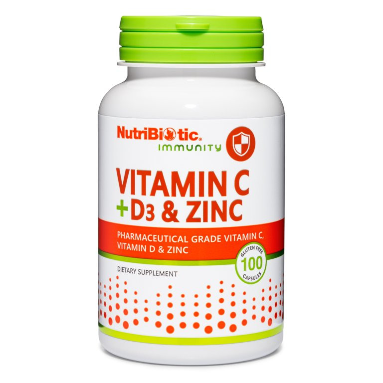 NutriBiotic Vitamin C + Vitamin D3 & Zinc Capsules, 100 Count | Walmart (US)