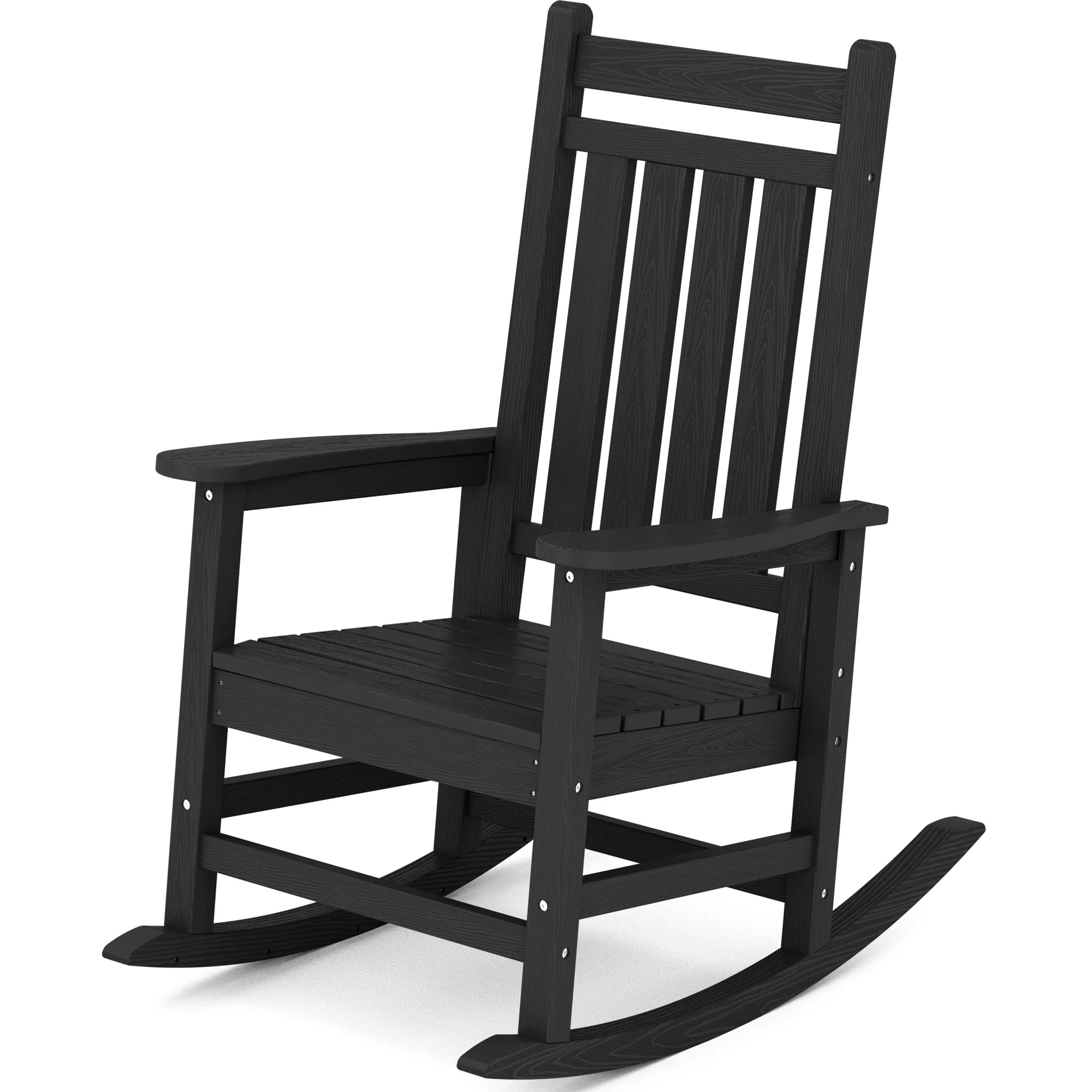 JUSTLET Outdoor Slat Rocking Chair, HDPE Plastic Porch Rocker, Black | Walmart (US)