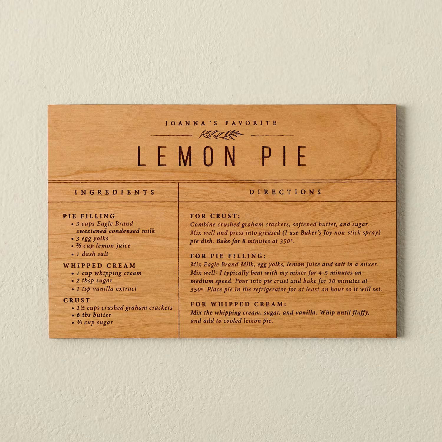 Wooden Recipe Card | Magnolia