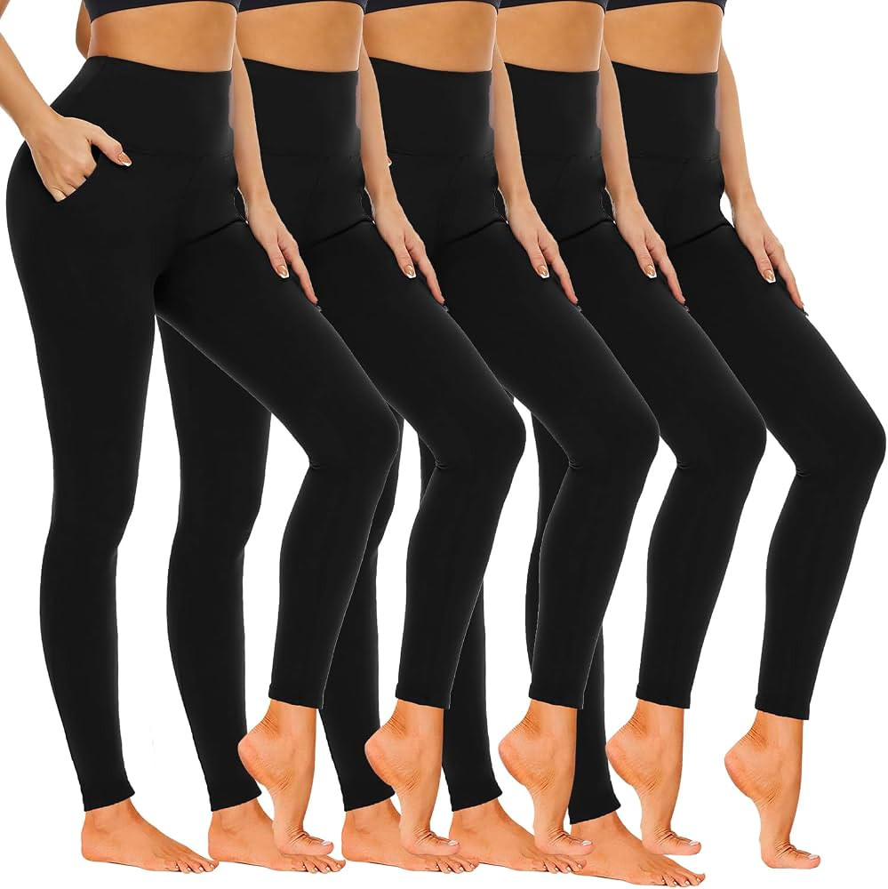 Hi Clasmix 5 Pack Super Soft Leggings for Women Pack-High Waisted Tummy Control Workout Yoga Runn... | Amazon (US)