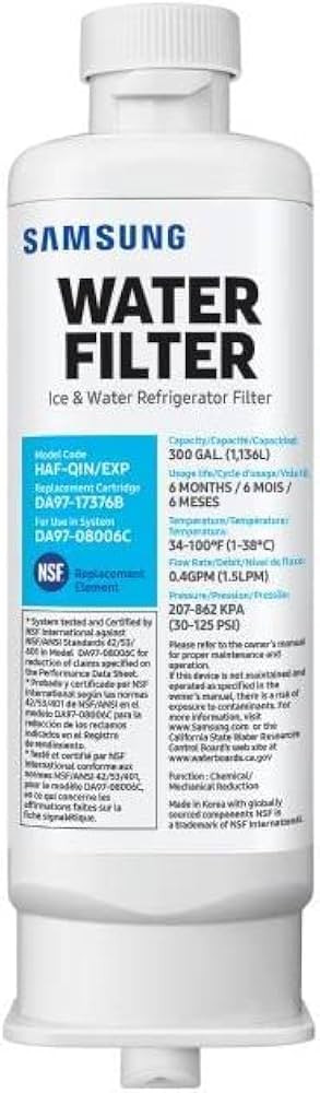 SAMSUNG Genuine Filter for Refrigerator Water and Ice, Carbon Block Filtration, Reduces 99% of Ha... | Amazon (US)