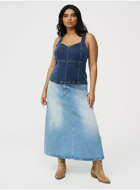 Denim Tea Length Skirt | Torrid (US & Canada)