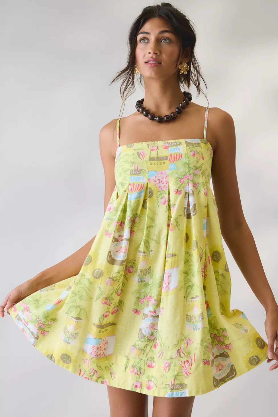 Kimchi Blue Smooth Sailing Pleated Flounce Babydoll Mini Dress | Urban Outfitters (US and RoW)