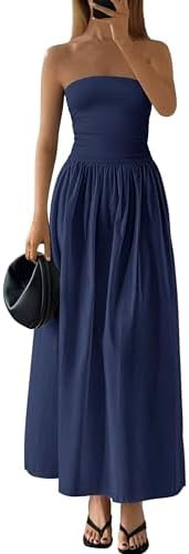 PRETTYGARDEN Women Summer Elegant Strapless Maxi Dress Tube Top | Semi Formal Cocktail Party Wedd... | Amazon (US)