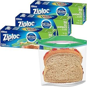 Ziploc XL Sandwich and Snack Bags, Storage Bags for On the Go Freshness, Grip 'n Seal Technology ... | Amazon (US)