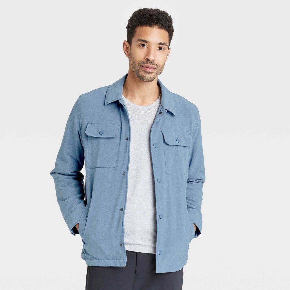 Men's Shirt Jacket - All in Motion Heather Blue L | Target