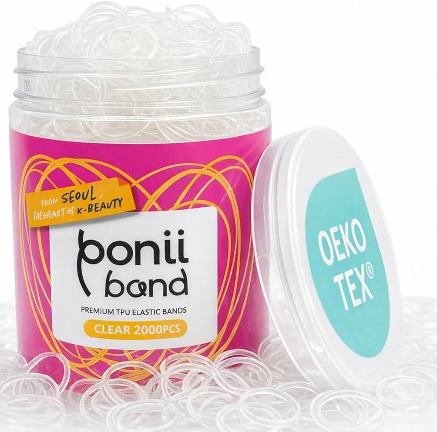 [Made in Korea] PONIIBAND Non-Toxic & Safe 2000pcs 0.8-Inch Clear Elastic Hair Bands - Ouchless M... | Amazon (US)