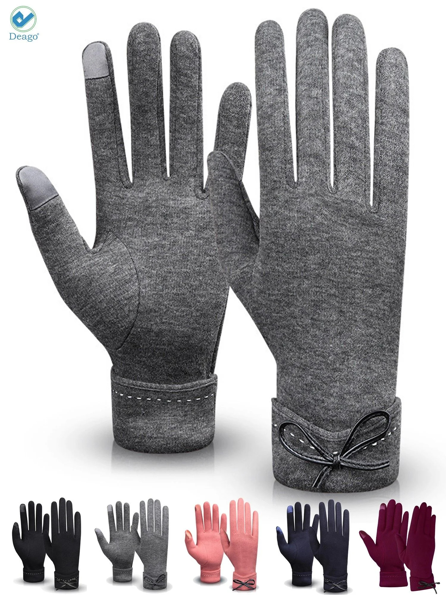 Deago Womens Winter Gloves Warm Touchscreen Texting Gloves Fleece Lined Windproof Gloves (Gray) | Walmart (US)