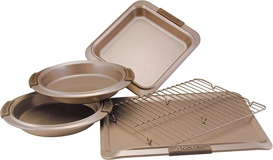 Anolon Advanced Nonstick Bakeware Set / Baking Pans with Grips - 5 Piece, Brown | Amazon (US)