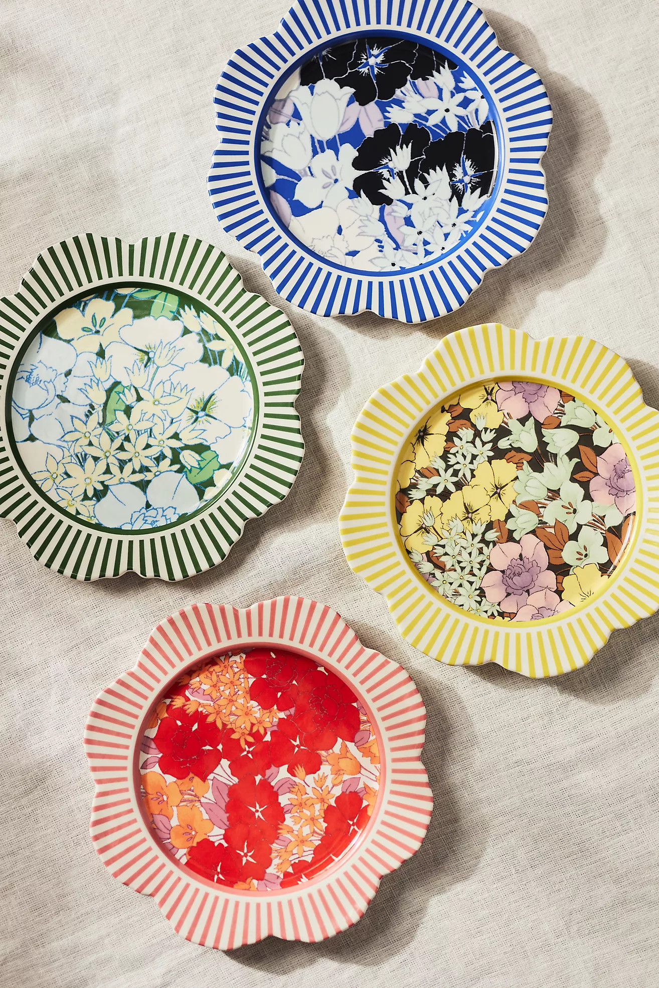 Lyla Floral Dessert Plates, Set of 4 | Anthropologie (US)