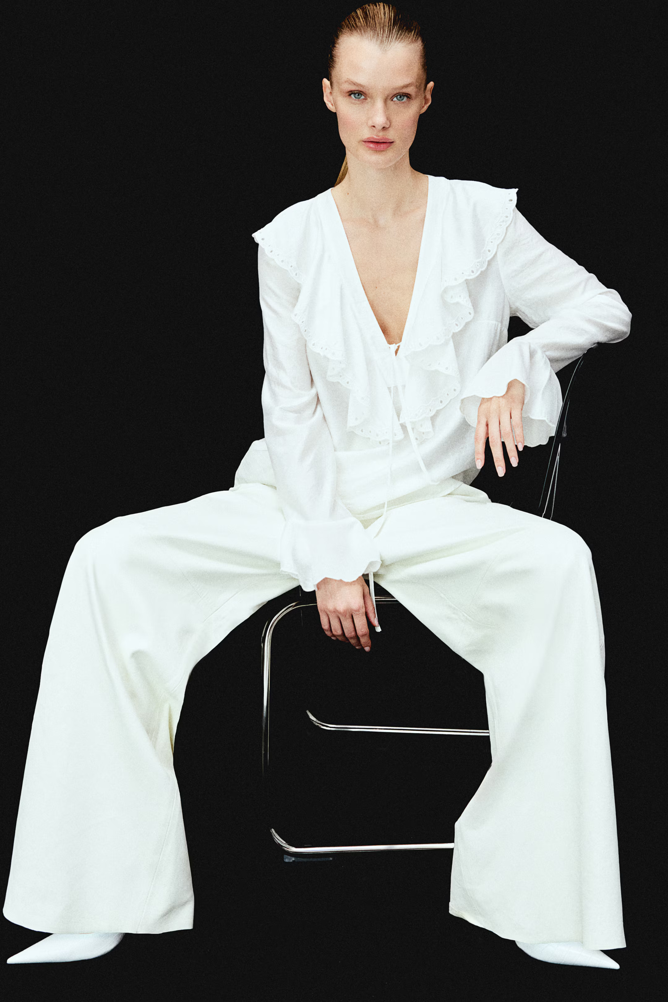 Flounce-Trimmed Blouse | H&M (US + CA)