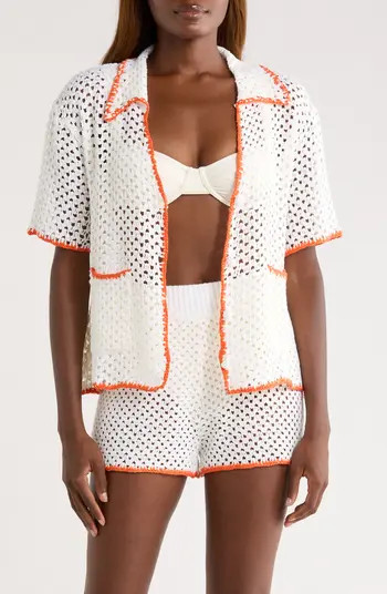 Crochet Button-Up Cover-Up | Nordstrom
