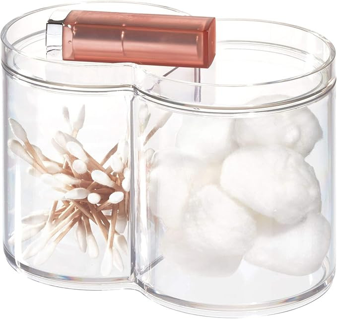 iDesign Clarity Plastic Stackable Makeup and Cosmetic Storage Canister Container with Two Compart... | Amazon (US)