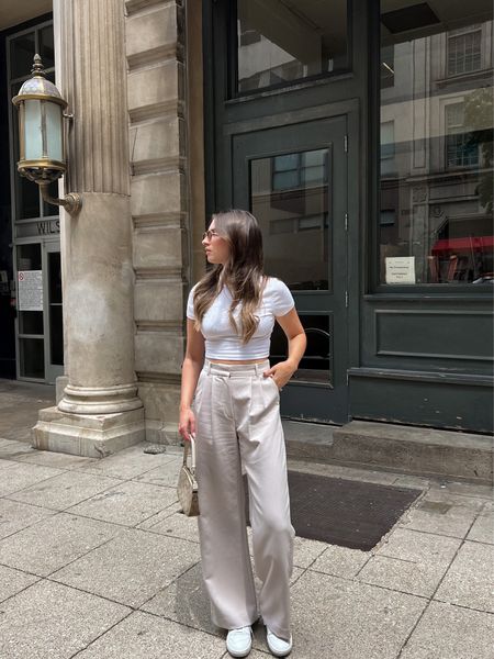 Shop my outfit here! The slowness tailored pants are perfect for workwear & super comfortable. I’m wearing a S in the top and a 26R in the pants. My tennis shoes I’m wearing a men’s 5.5 which equals a woman’s 7! 

#LTKstyletip