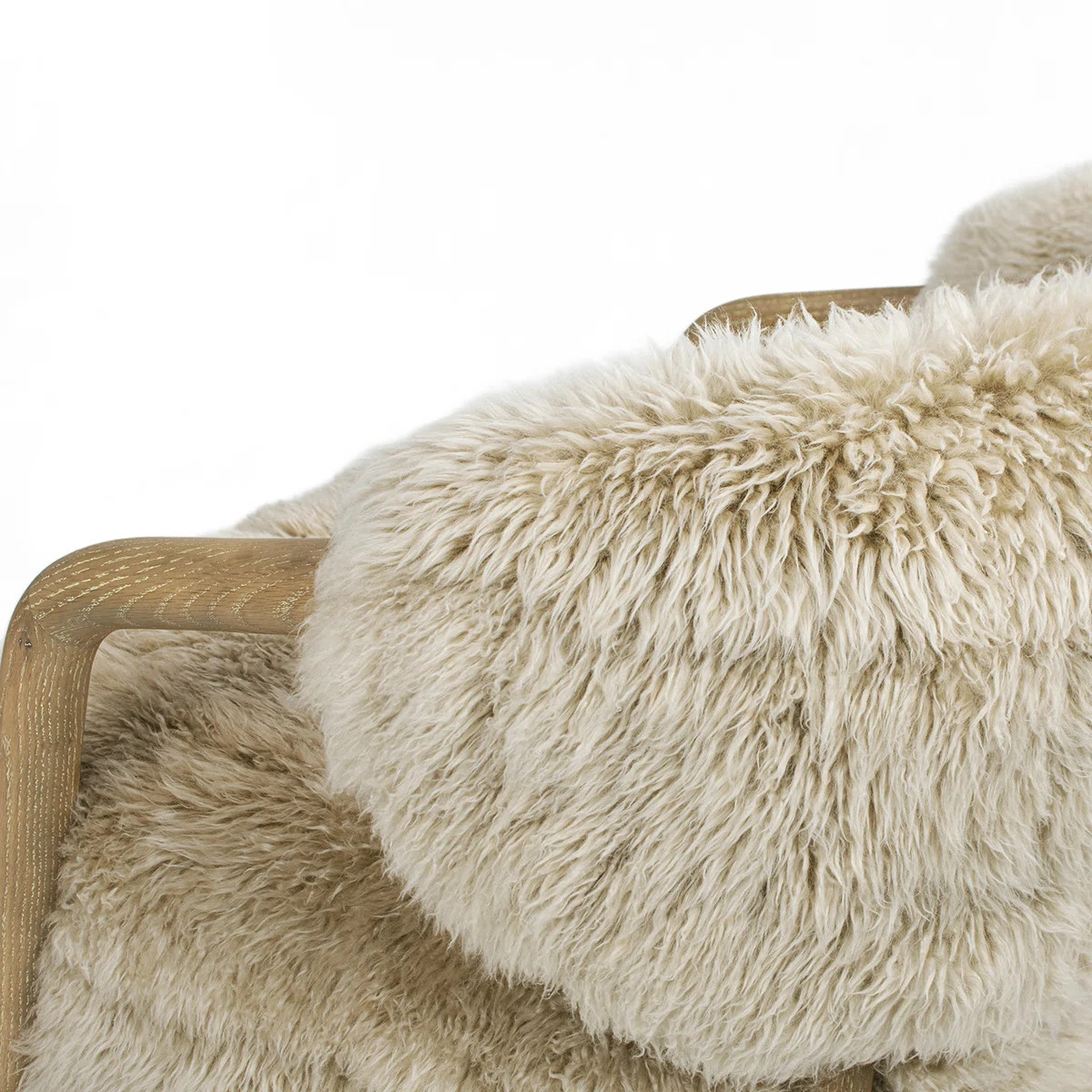 Drumm 33" Rustic Oak Sheepskin Upholstered Accent Arm Chair | Wayfair North America