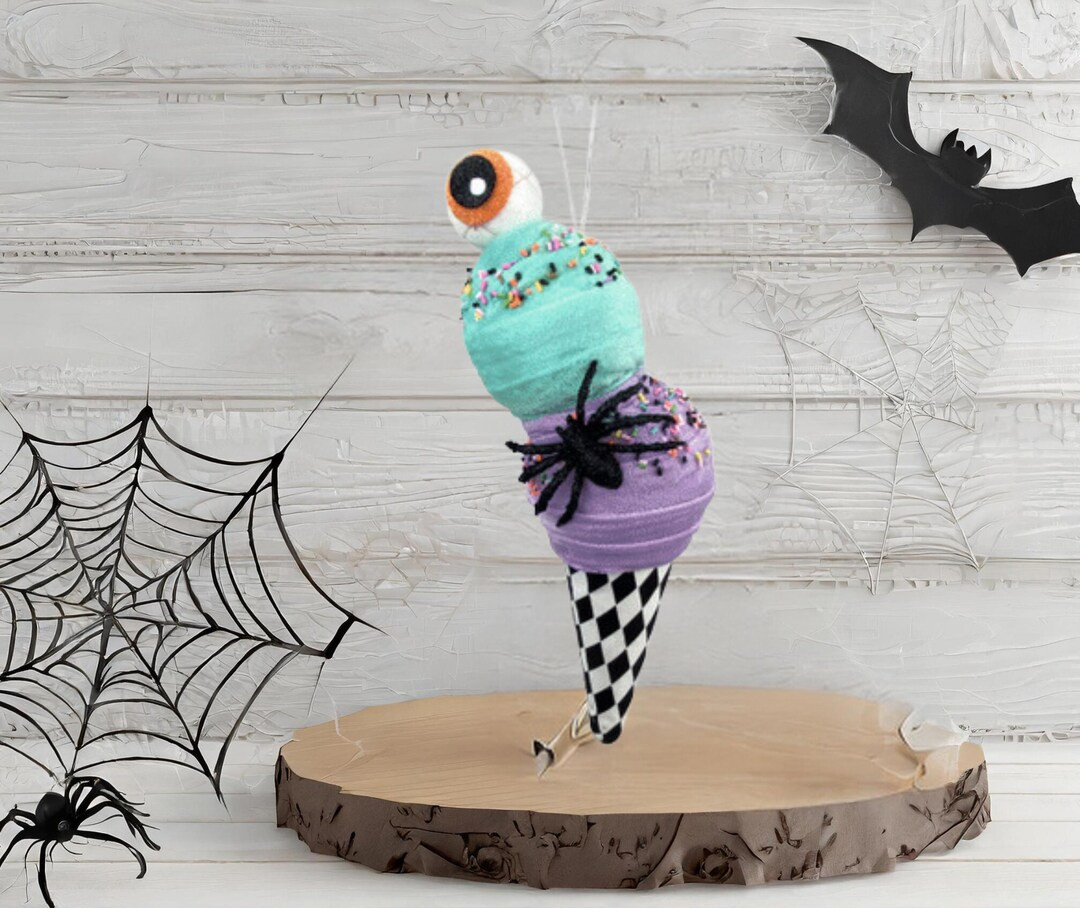 12in Harlequin Halloween Ice Cream Cone: Purple & Mint - Etsy | Etsy (US)