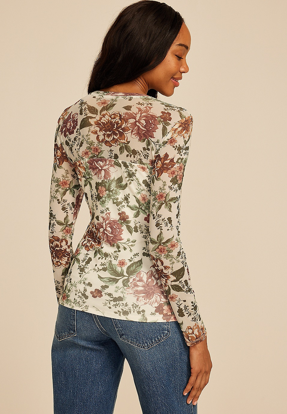 Floral Mesh Blouse | Maurices
