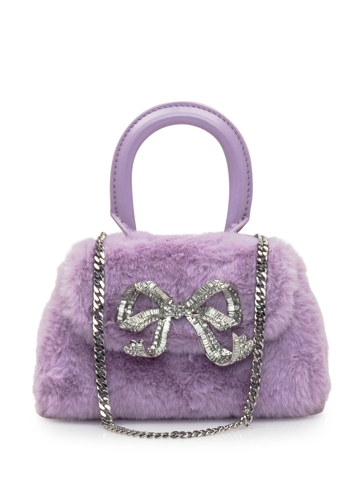 Self-Portrait Fluffy Bow Embellished Micro Tote Bag | Cettire Global