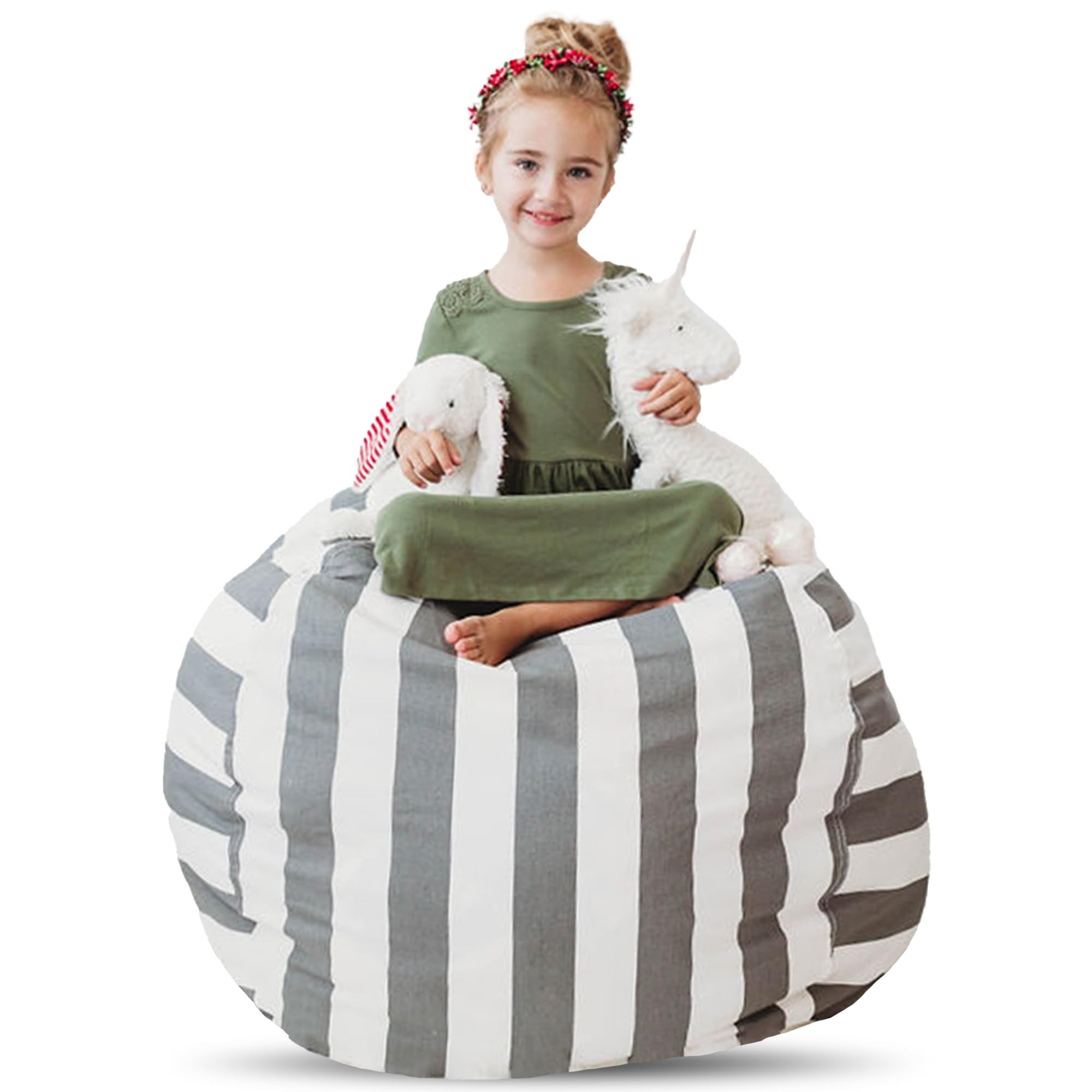 Creative QT Stuff ’n Sit Extra Large 38’’ Stuffed Animal Bean Bag Storage Cover for Toys, G... | Amazon (US)